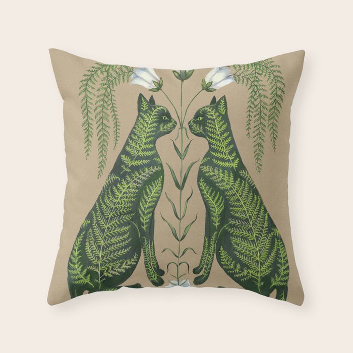 Fern Cats Throw Pillow Gallery Image 6