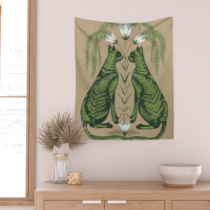 Fern Cats Wall Tapestry Gallery Image 2