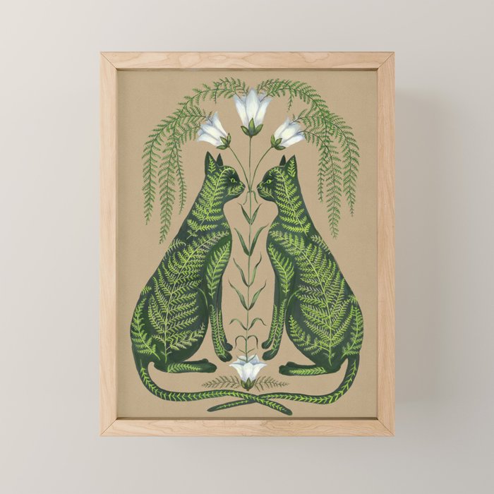 Fern Cats Mini Art Print Gallery Image 1