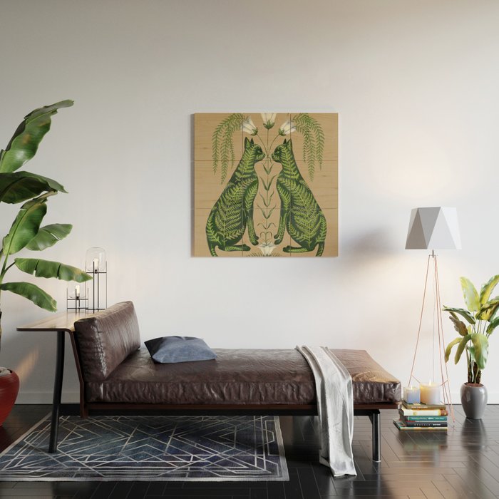 Fern Cats Wood Wall Art Gallery Image 2