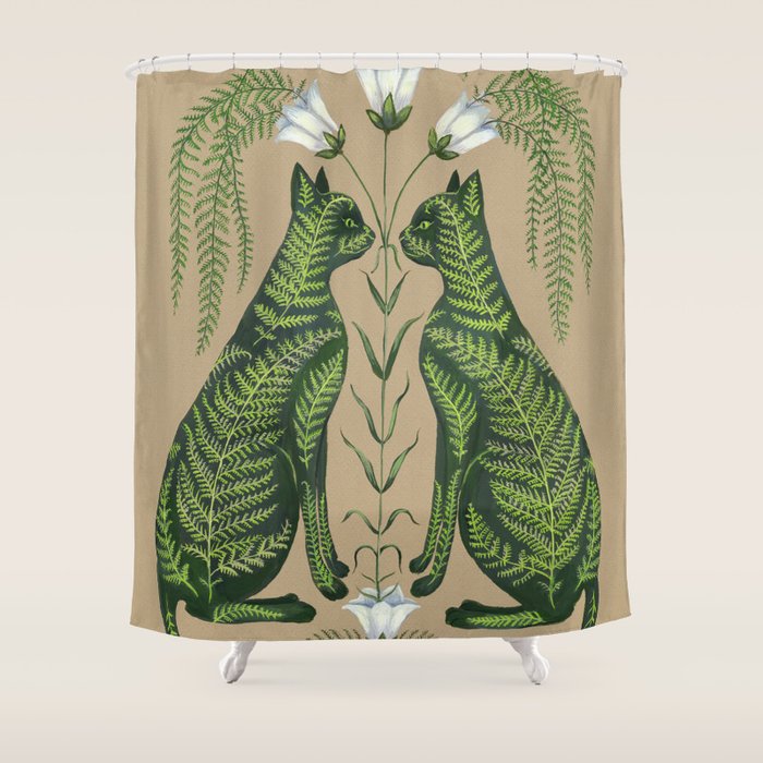 Fern Cats Shower Curtain Gallery Image 1