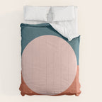 Dotted Half Half Minimalist Geometric in Blush Pink, Clay, and Blue Comforter Gallery Image 6
