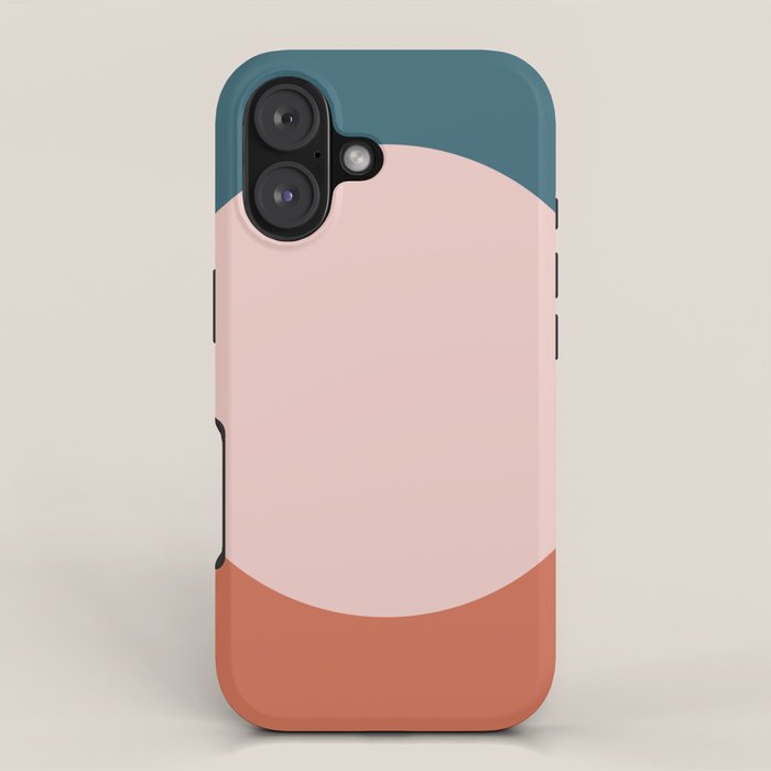 Dotted Half Half Minimalist Geometric in Blush Pink, Clay, and Blue iPhone Case Gallery Image 1