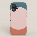 Dotted Half Half Minimalist Geometric in Blush Pink, Clay, and Blue iPhone Case Gallery Image 1
