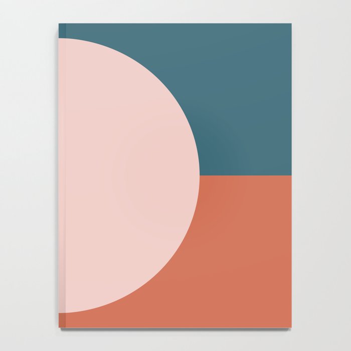 Dotted Half Half Minimalist Geometric in Blush Pink, Clay, and Blue Notebook Gallery Image 4