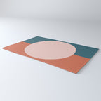 Dotted Half Half Minimalist Geometric in Blush Pink, Clay, and Blue Rug Gallery Image 3