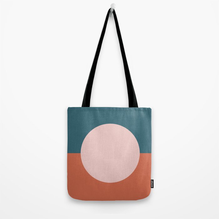 Dotted Half Half Minimalist Geometric in Blush Pink, Clay, and Blue Tote Bag Gallery Image 2