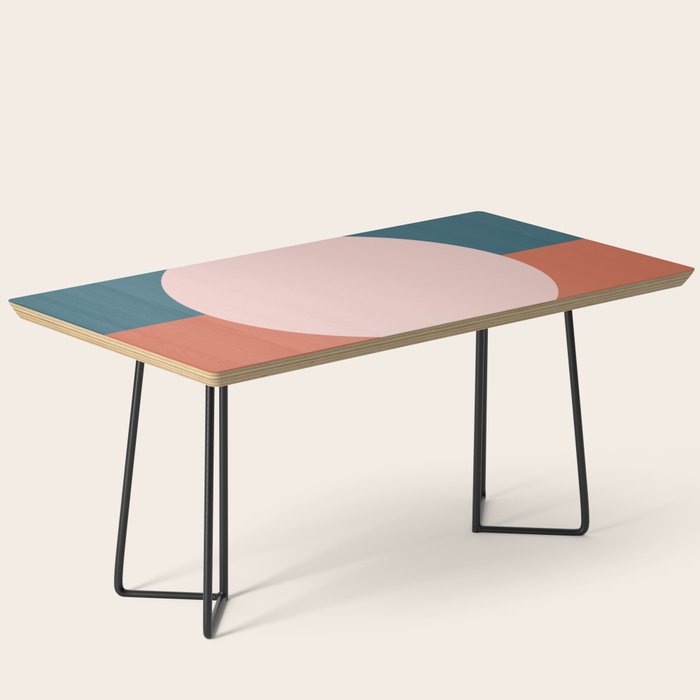 Dotted Half Half Minimalist Geometric in Blush Pink, Clay, and Blue Coffee Table Gallery Image 1