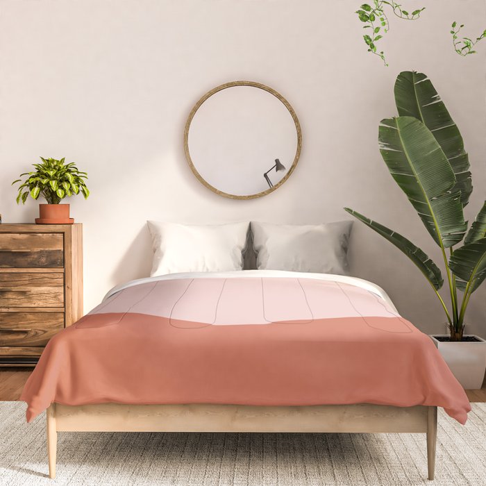 Dotted Half Half Minimalist Geometric in Blush Pink, Clay, and Blue Comforter Gallery Image 3