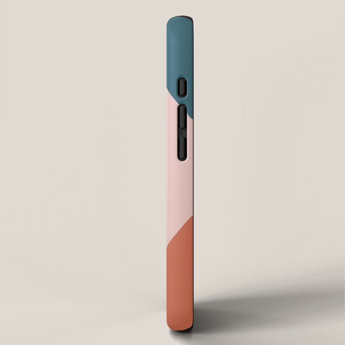 Dotted Half Half Minimalist Geometric in Blush Pink, Clay, and Blue iPhone Case Gallery Image 2