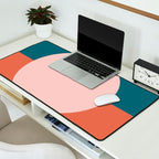 Dotted Half Half Minimalist Geometric in Blush Pink, Clay, and Blue Desk Mat Gallery Image 2