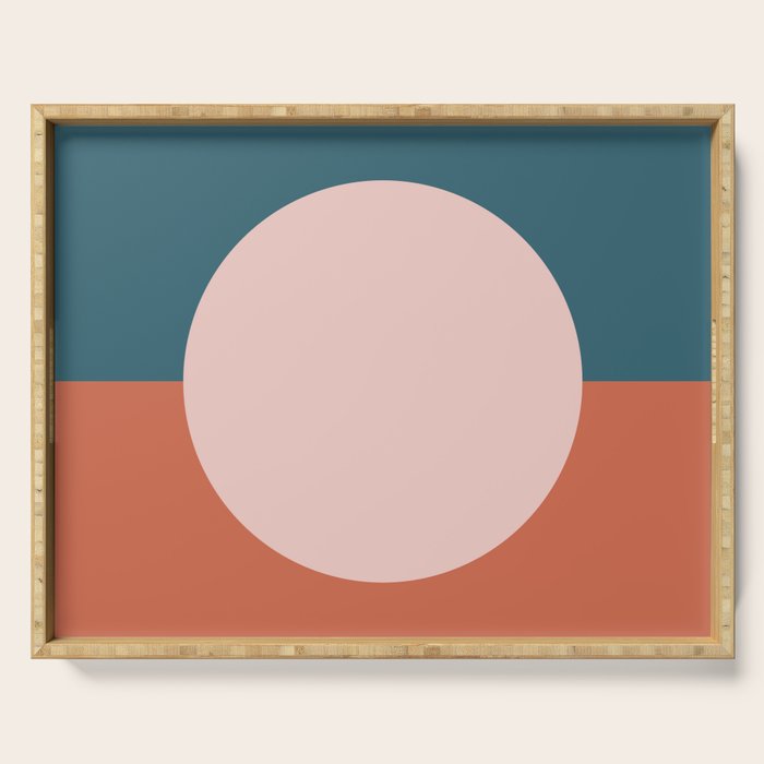Dotted Half Half Minimalist Geometric in Blush Pink, Clay, and Blue Serving Tray Gallery Image 1
