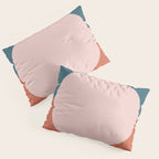 Dotted Half Half Minimalist Geometric in Blush Pink, Clay, and Blue Pillow Sham Gallery Image 3