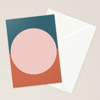 Dotted Half Half Minimalist Geometric in Blush Pink, Clay, and Blue Stationery Card Gallery Image 2