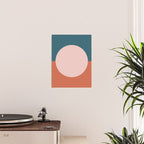 Dotted Half Half Minimalist Geometric in Blush Pink, Clay, and Blue Poster Gallery Image 2
