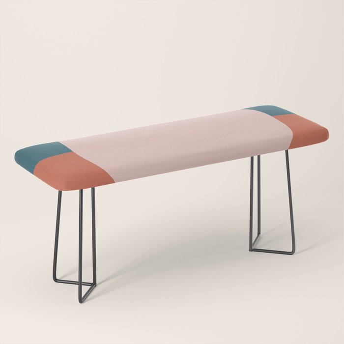 Dotted Half Half Minimalist Geometric in Blush Pink, Clay, and Blue Bench Gallery Image 1