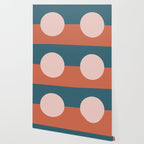 Dotted Half Half Minimalist Geometric in Blush Pink, Clay, and Blue Wallpaper Gallery Image 2