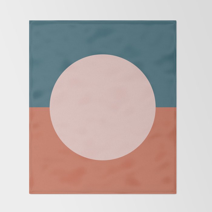 Dotted Half Half Minimalist Geometric in Blush Pink, Clay, and Blue Throw Blanket Gallery Image 2