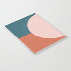 Dotted Half Half Minimalist Geometric in Blush Pink, Clay, and Blue Notebook Gallery Image 3