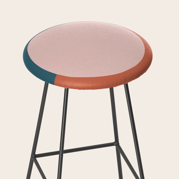 Dotted Half Half Minimalist Geometric in Blush Pink, Clay, and Blue Stool Gallery Image 2