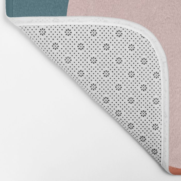 Dotted Half Half Minimalist Geometric in Blush Pink, Clay, and Blue Bath Mat Gallery Image 2