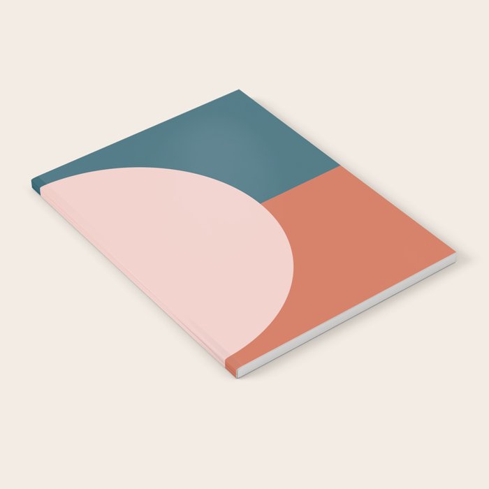 Dotted Half Half Minimalist Geometric in Blush Pink, Clay, and Blue Notebook Gallery Image 2