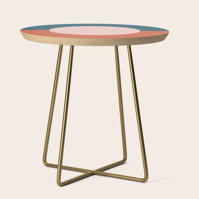 Dotted Half Half Minimalist Geometric in Blush Pink, Clay, and Blue Side Table Gallery Image 1
