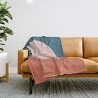 Dotted Half Half Minimalist Geometric in Blush Pink, Clay, and Blue Throw Blanket Gallery Image 1
