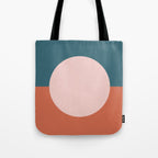 Dotted Half Half Minimalist Geometric in Blush Pink, Clay, and Blue Tote Bag Gallery Image 1