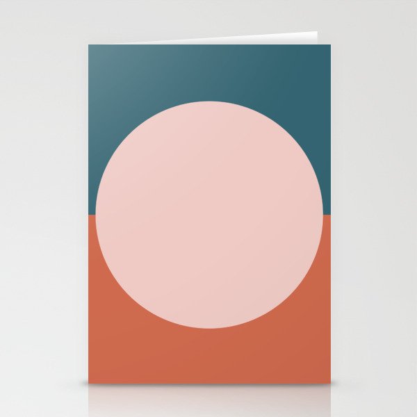 Dotted Half Half Minimalist Geometric in Blush Pink, Clay, and Blue Stationery Card Gallery Image 2