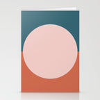 Dotted Half Half Minimalist Geometric in Blush Pink, Clay, and Blue Stationery Card Gallery Image 2