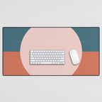 Dotted Half Half Minimalist Geometric in Blush Pink, Clay, and Blue Desk Mat Gallery Image 1