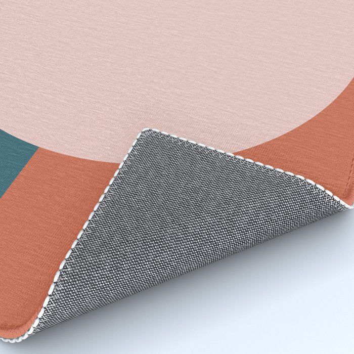 Dotted Half Half Minimalist Geometric in Blush Pink, Clay, and Blue Rug Gallery Image 4