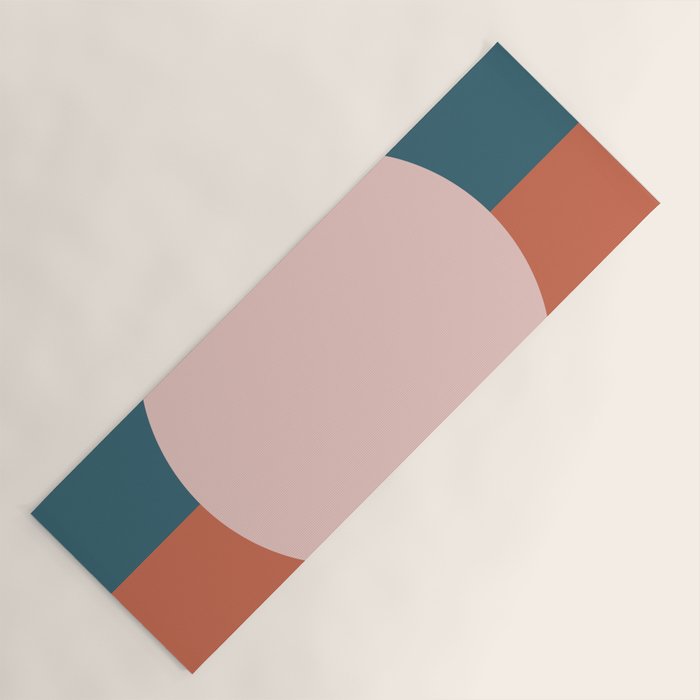 Dotted Half Half Minimalist Geometric in Blush Pink, Clay, and Blue Yoga Mat Gallery Image 1