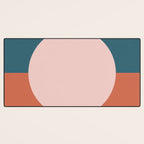 Dotted Half Half Minimalist Geometric in Blush Pink, Clay, and Blue Desk Mat Gallery Image 3