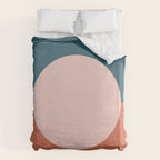 Dotted Half Half Minimalist Geometric in Blush Pink, Clay, and Blue Duvet Cover Gallery Image 6