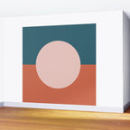 Dotted Half Half Minimalist Geometric in Blush Pink, Clay, and Blue Wall Mural Gallery Image 2