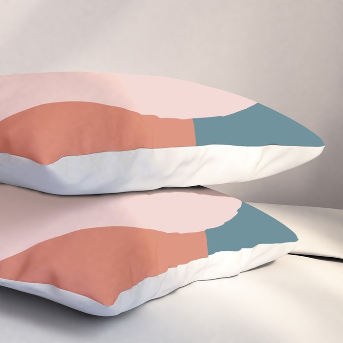 Dotted Half Half Minimalist Geometric in Blush Pink, Clay, and Blue Pillow Sham Gallery Image 3