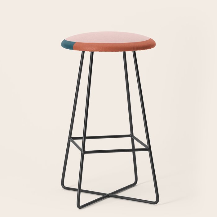 Dotted Half Half Minimalist Geometric in Blush Pink, Clay, and Blue Stool Gallery Image 1