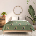 Lazy cat 2b Green enjoy coffee on rattan chair  Comforter Gallery Image 3