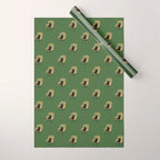 Lazy cat 2b Green enjoy coffee on rattan chair  Wrapping Paper Gallery Image 1