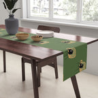 Lazy cat 2b Green enjoy coffee on rattan chair  Table Runner Gallery Image 2
