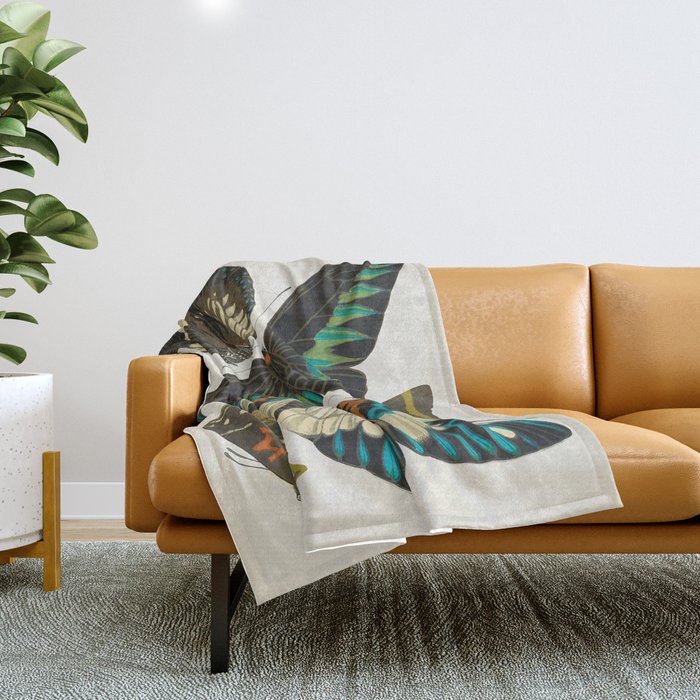 Vintage Butterfly Illustration EA Seguy Papillon Throw Blanket Gallery Image 1