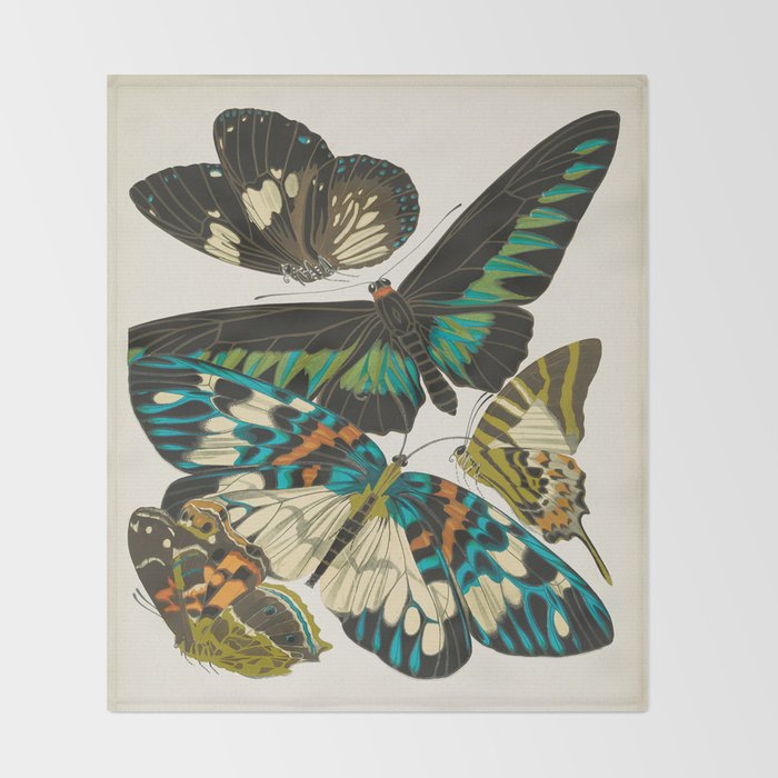 Vintage Butterfly Illustration EA Seguy Papillon Throw Blanket Gallery Image 2
