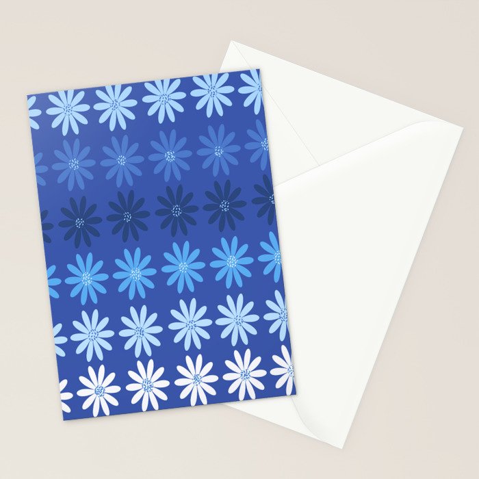 Ombre Abstract Daisies on Cobalt Blue Stationery Card Gallery Image 2