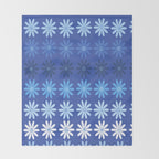 Ombre Abstract Daisies on Cobalt Blue Throw Blanket Gallery Image 2
