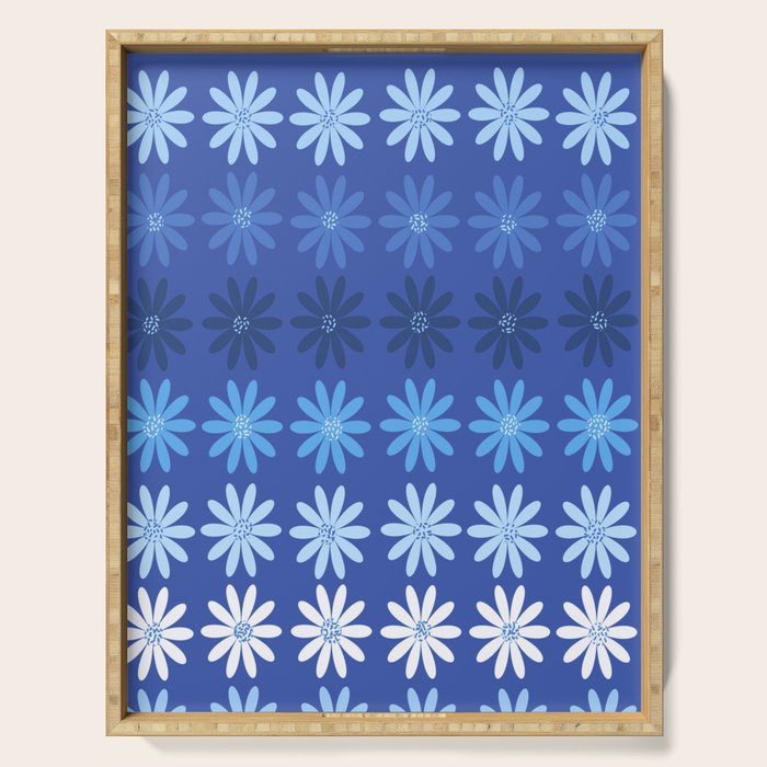 Ombre Abstract Daisies on Cobalt Blue Serving Tray Gallery Image 1