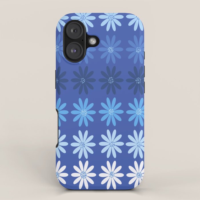 Ombre Abstract Daisies on Cobalt Blue iPhone Case Gallery Image 1