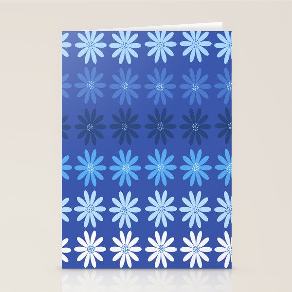Ombre Abstract Daisies on Cobalt Blue Stationery Card Gallery Image 2