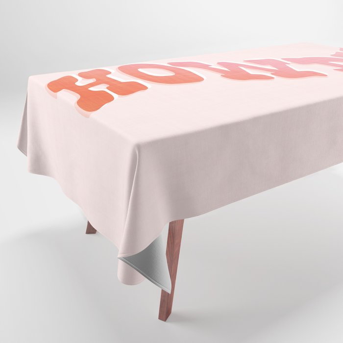 Typographic Howdy Repeat - Pastel Peachy Pink Tablecloth Gallery Image 1